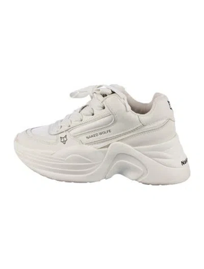 Pre-owned Naked Wolfe Leather Chunky Sneakers In White