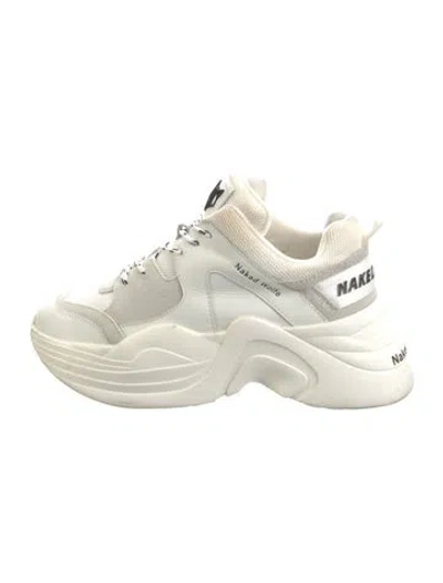 Pre-owned Naked Wolfe Leather Chunky Sneakers In White