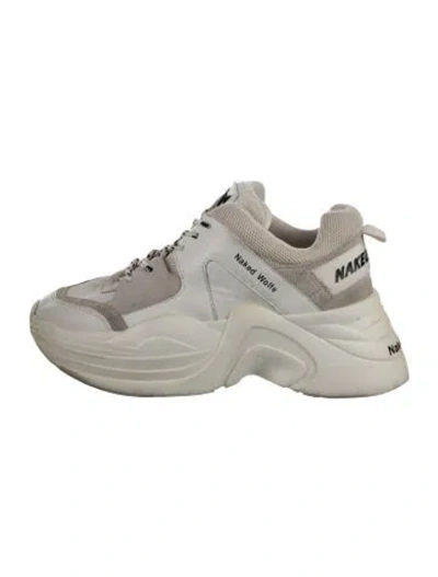Pre-owned Naked Wolfe Leather Chunky Sneakers In White