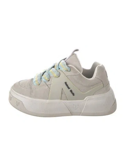 Pre-owned Naked Wolfe Leather Chunky Sneakers In White