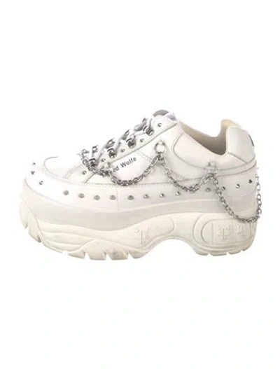 Pre-owned Naked Wolfe Leather Chunky Sneakers In White