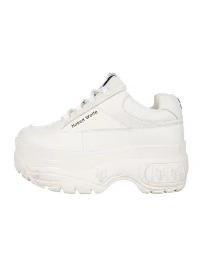 Pre-owned Naked Wolfe Leather Chunky Sneakers In White