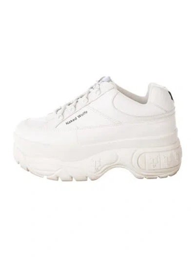 Pre-owned Naked Wolfe Leather Chunky Sneakers In White