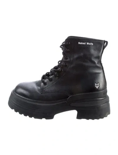 Pre-owned Naked Wolfe Leather Combat Boots In Black