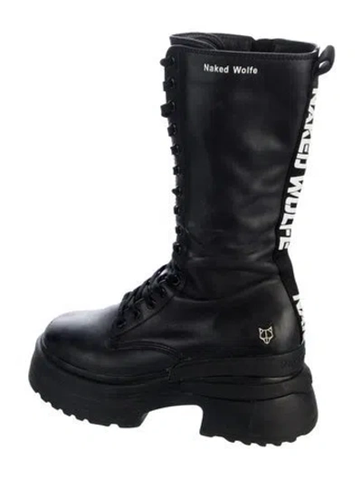 Pre-owned Naked Wolfe Leather Combat Boots In Blue