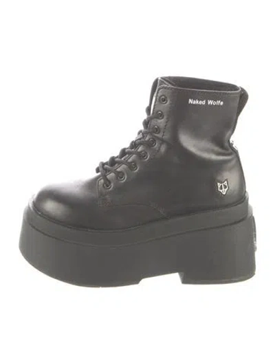 Pre-owned Naked Wolfe Leather Combat Boots In Gray