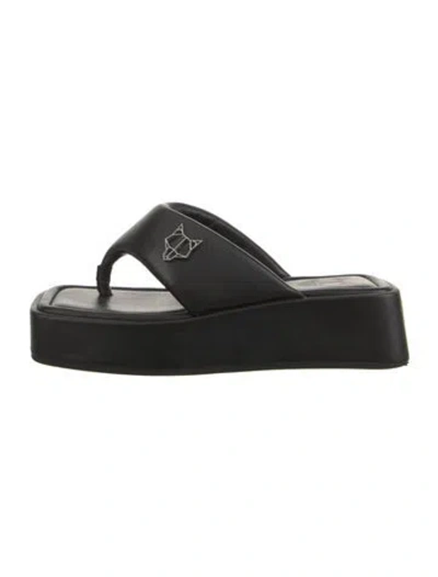 Pre-owned Naked Wolfe Leather Flip Flops In Black