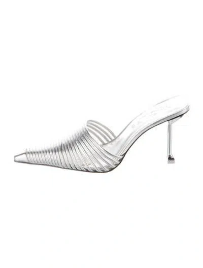 Pre-owned Naked Wolfe Leather Mules In Silver