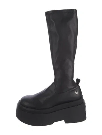 Pre-owned Naked Wolfe Leather Riding Boots In Gray