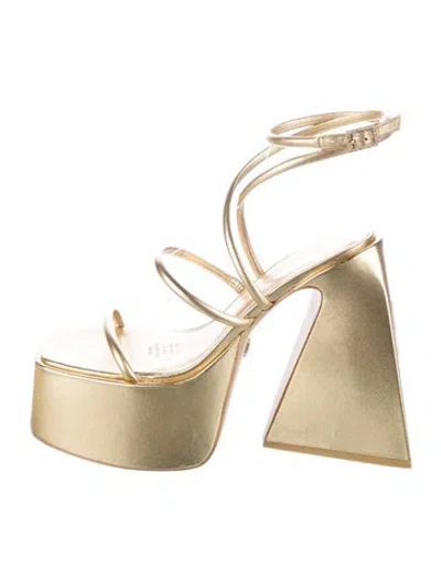 Pre-owned Naked Wolfe Leather Sandals In Gold