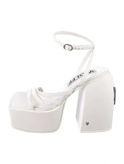 Pre-owned Naked Wolfe Leather Sandals In White