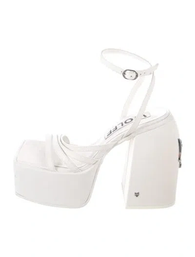 Pre-owned Naked Wolfe Leather Sandals In White