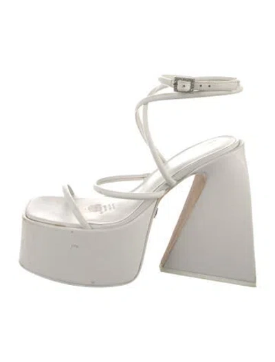 Pre-owned Naked Wolfe Leather Sandals In White