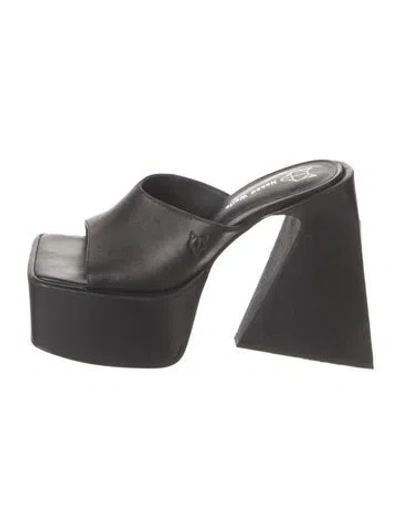 Pre-owned Naked Wolfe Leather Slides In Black