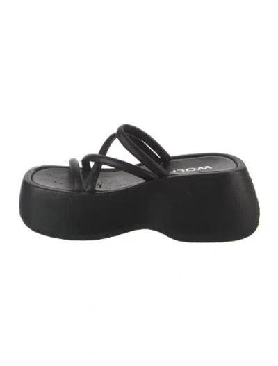 Pre-owned Naked Wolfe Leather Slides In Black