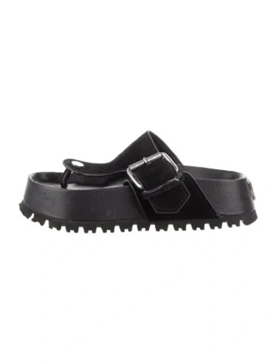 Pre-owned Naked Wolfe Leather Slides In Black