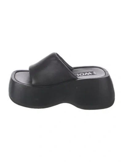Pre-owned Naked Wolfe Leather Slides In Black