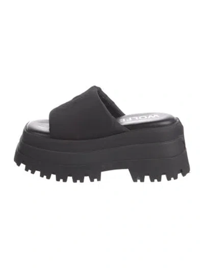 Pre-owned Naked Wolfe Leather Slides In Black
