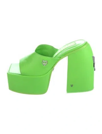 Pre-owned Naked Wolfe Leather Slides In Green