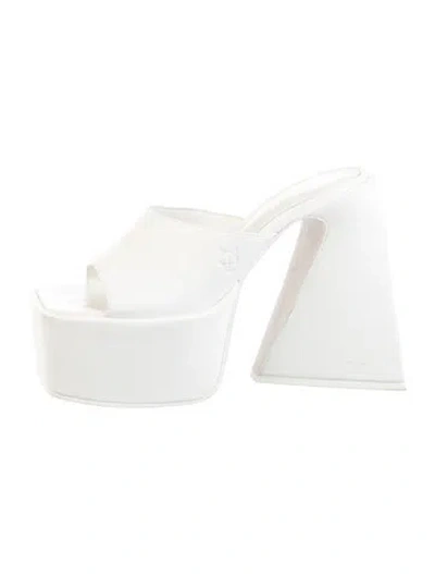Pre-owned Naked Wolfe Leather Slides In White