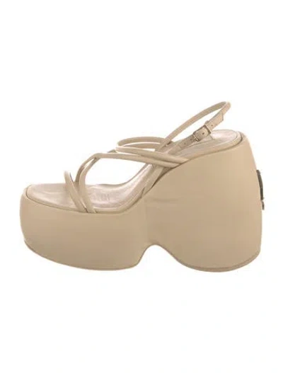 Pre-owned Naked Wolfe Leather Slingback Sandals In Neutral