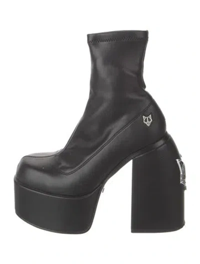 Pre-owned Naked Wolfe Leather Sock Boots In Black