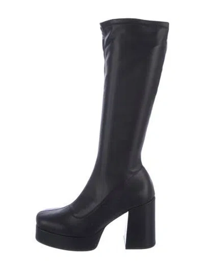 Pre-owned Naked Wolfe Leather Studded Accents Boots In Black