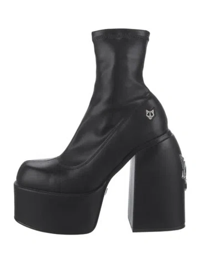 Pre-owned Naked Wolfe Leather Studded Accents Boots In Black