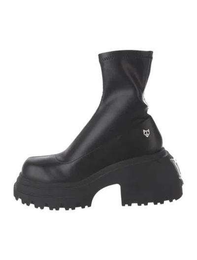 Pre-owned Naked Wolfe Leather Studded Accents Boots In Black