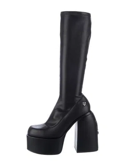 Pre-owned Naked Wolfe Leather Studded Accents Boots In Black