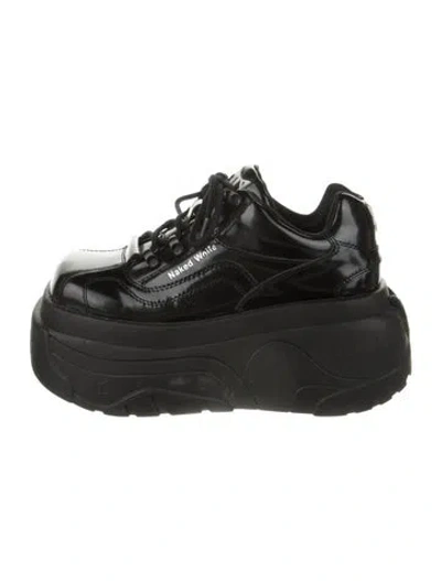 Pre-owned Naked Wolfe Leather Wedge Sneakers In Black