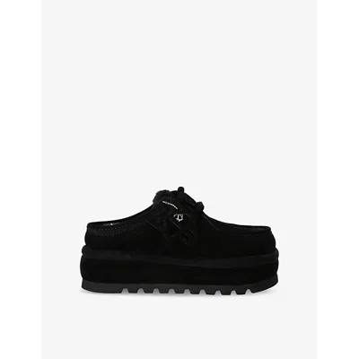 Naked Wolfe Mens Blizzard Shearling-lined Slip-on Suede Shoes Blac In Black