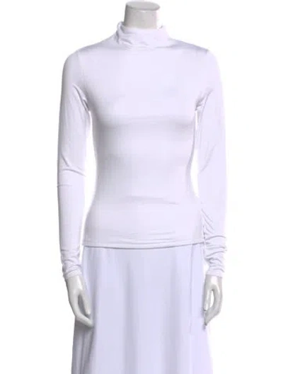 Pre-owned Naked Wolfe Mock Neck Long Sleeve Top In White