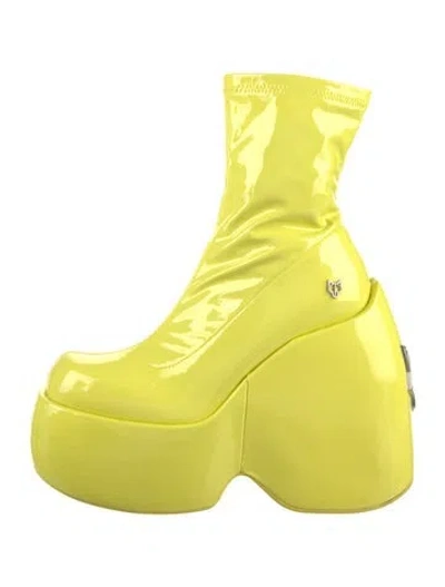 Pre-owned Naked Wolfe Patent Leather Boots In Yellow