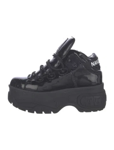 Pre-owned Naked Wolfe Patent Leather Chunky Sneakers In Black
