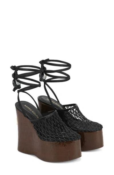Naked Wolfe Platform Wedge Ankle Wrap Sandal
