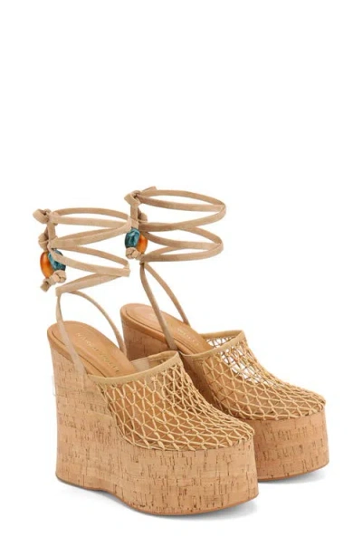 Naked Wolfe Platform Wedge Ankle Wrap Sandal