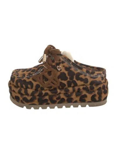 Pre-owned Naked Wolfe Ponyhair Animal Print Chunky Sneakers In Brown