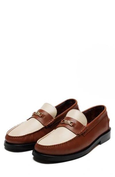 Naked Wolfe Roma Bit Loafer In Chestnut/cream-snuff Leather