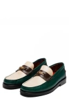 Naked Wolfe Roma Bit Loafer In Green/multi-snuff Leather
