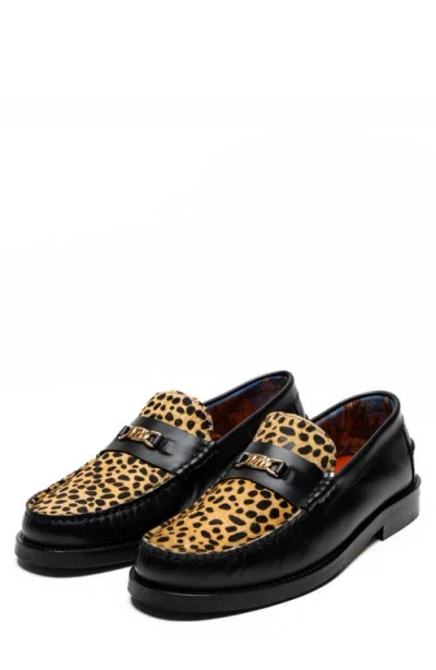 Naked Wolfe Roma Bit Loafer In Leopard Hair-snuff Leather