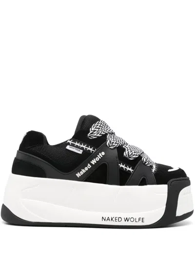 Naked Wolfe Slider Low-top Platform Skate Sneakers In Black