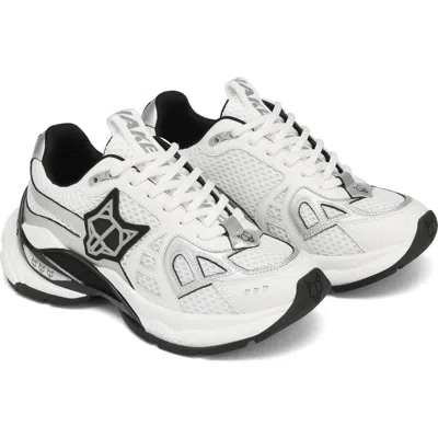 Naked Wolfe Womens White Smash Logo-embossed Leather And Mesh Low-top Trainers In White Multi