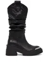 Naked Wolfe Stable Platform Slouchy Cowboy Boot In Schwarz