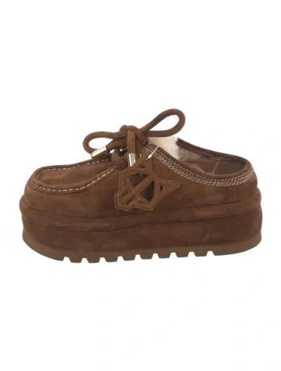 Pre-owned Naked Wolfe Suede Flats In Brown