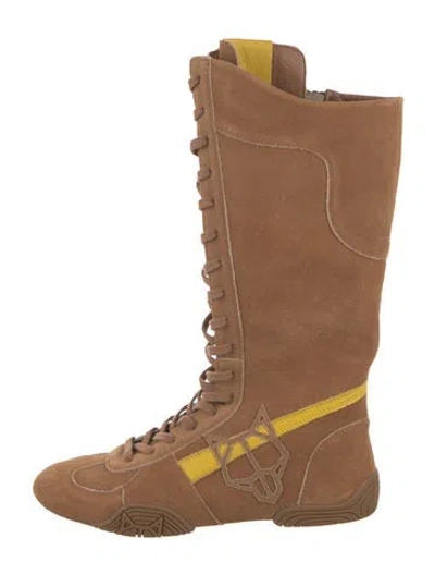 Pre-owned Naked Wolfe Suede Lace-up Boots In Brown
