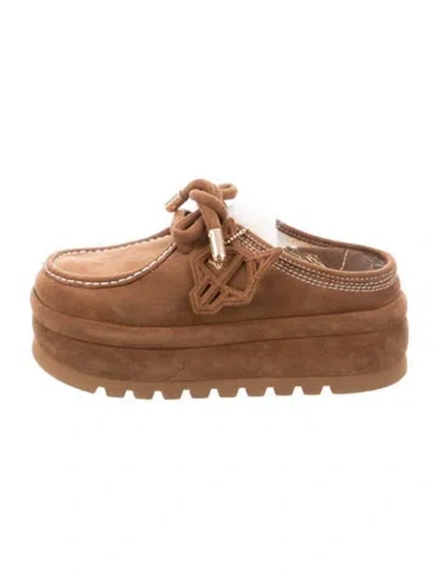 Pre-owned Naked Wolfe Suede Mules In Brown