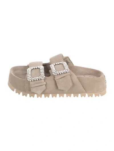 Pre-owned Naked Wolfe Suede Slides In Neutrals