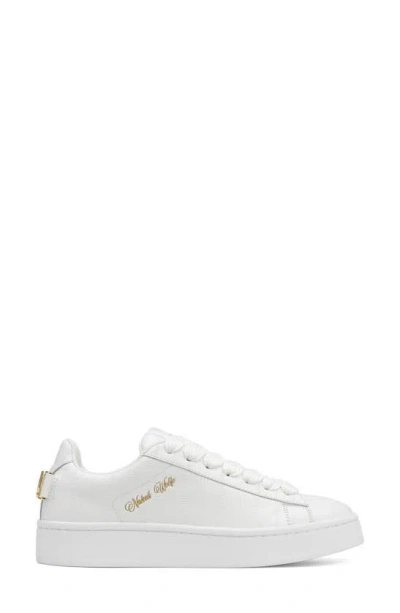 Naked Wolfe Suri Eelskin Embossed Trainer In White-eel Print Leather