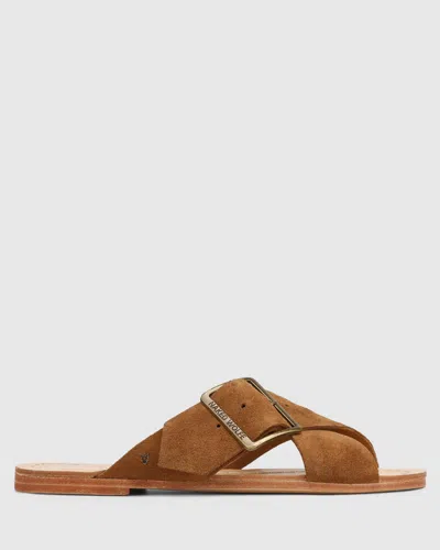 Naked Wolfe The Magnum Sandal Tan Suede In Brown